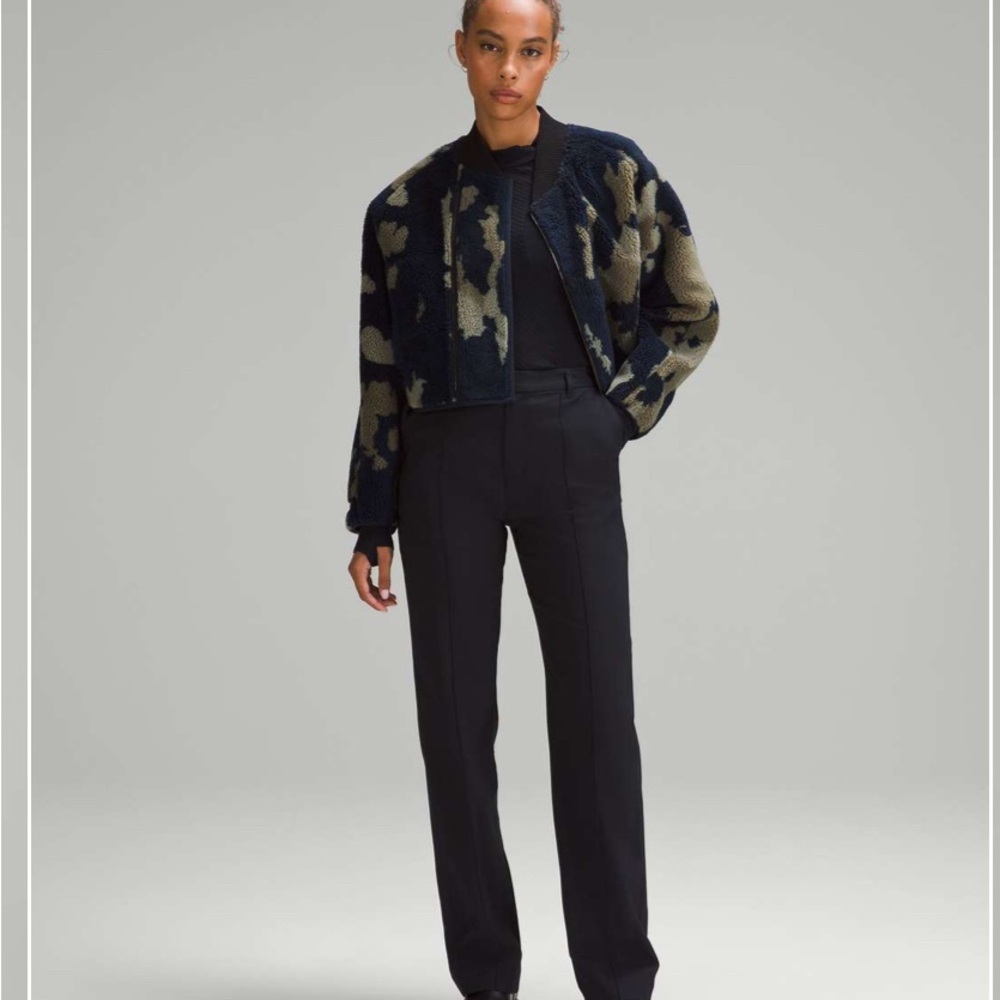 Lululemon LAB Textured Fleece‎ Bomber Sz Lrg Navy/Olive Green Jacket- $298 - Picture 2 of 16